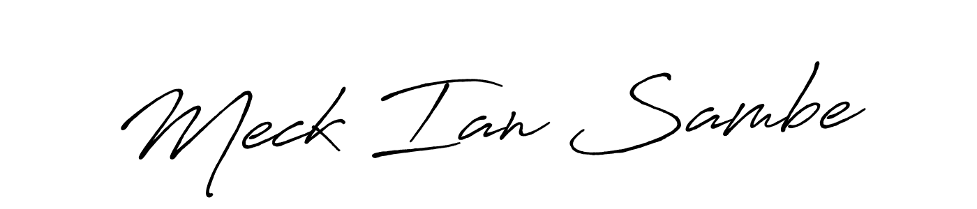 The best way (Antro_Vectra_Bolder) to make a short signature is to pick only two or three words in your name. The name Meck Ian Sambe include a total of six letters. For converting this name. Meck Ian Sambe signature style 7 images and pictures png