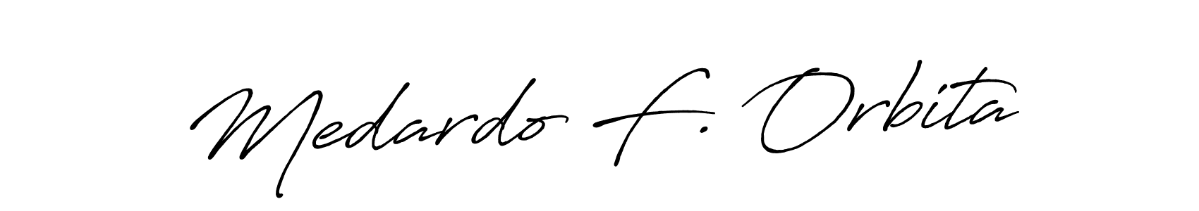 Create a beautiful signature design for name Medardo F. Orbita. With this signature (Antro_Vectra_Bolder) fonts, you can make a handwritten signature for free. Medardo F. Orbita signature style 7 images and pictures png