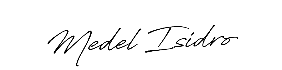 Use a signature maker to create a handwritten signature online. With this signature software, you can design (Antro_Vectra_Bolder) your own signature for name Medel Isidro. Medel Isidro signature style 7 images and pictures png