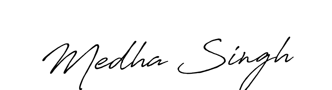How to make Medha Singh name signature. Use Antro_Vectra_Bolder style for creating short signs online. This is the latest handwritten sign. Medha Singh signature style 7 images and pictures png