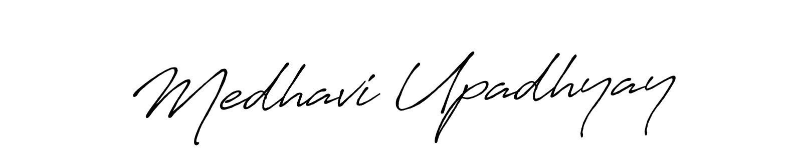 Similarly Antro_Vectra_Bolder is the best handwritten signature design. Signature creator online .You can use it as an online autograph creator for name Medhavi Upadhyay. Medhavi Upadhyay signature style 7 images and pictures png
