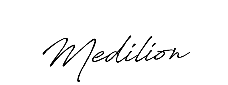 Design your own signature with our free online signature maker. With this signature software, you can create a handwritten (Antro_Vectra_Bolder) signature for name Medilion. Medilion signature style 7 images and pictures png