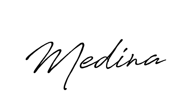 How to make Medina name signature. Use Antro_Vectra_Bolder style for creating short signs online. This is the latest handwritten sign. Medina signature style 7 images and pictures png