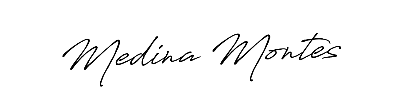 Make a beautiful signature design for name Medina Montes. Use this online signature maker to create a handwritten signature for free. Medina Montes signature style 7 images and pictures png