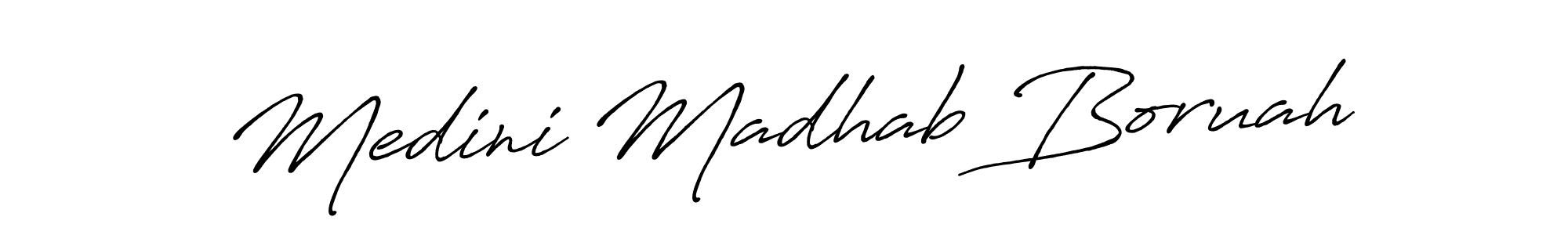 How to make Medini Madhab Boruah name signature. Use Antro_Vectra_Bolder style for creating short signs online. This is the latest handwritten sign. Medini Madhab Boruah signature style 7 images and pictures png
