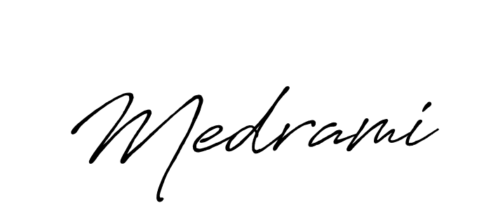 Similarly Antro_Vectra_Bolder is the best handwritten signature design. Signature creator online .You can use it as an online autograph creator for name Medrami. Medrami signature style 7 images and pictures png