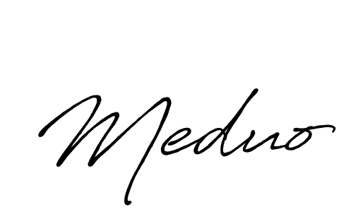 Use a signature maker to create a handwritten signature online. With this signature software, you can design (Antro_Vectra_Bolder) your own signature for name Meduo. Meduo signature style 7 images and pictures png