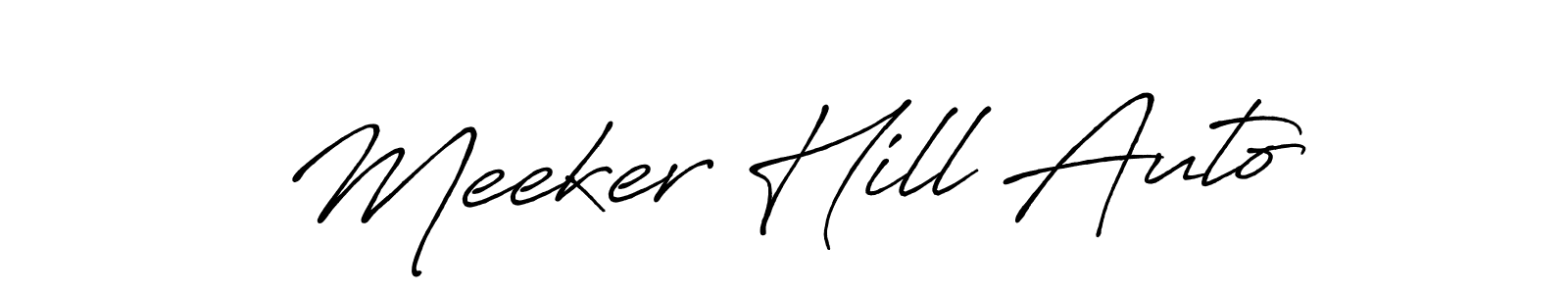 The best way (Antro_Vectra_Bolder) to make a short signature is to pick only two or three words in your name. The name Meeker Hill Auto include a total of six letters. For converting this name. Meeker Hill Auto signature style 7 images and pictures png