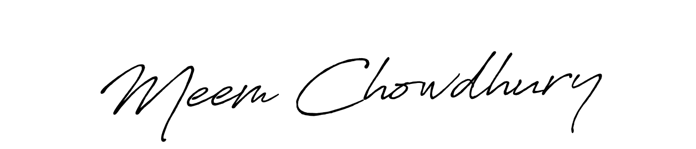 How to make Meem Chowdhury signature? Antro_Vectra_Bolder is a professional autograph style. Create handwritten signature for Meem Chowdhury name. Meem Chowdhury signature style 7 images and pictures png