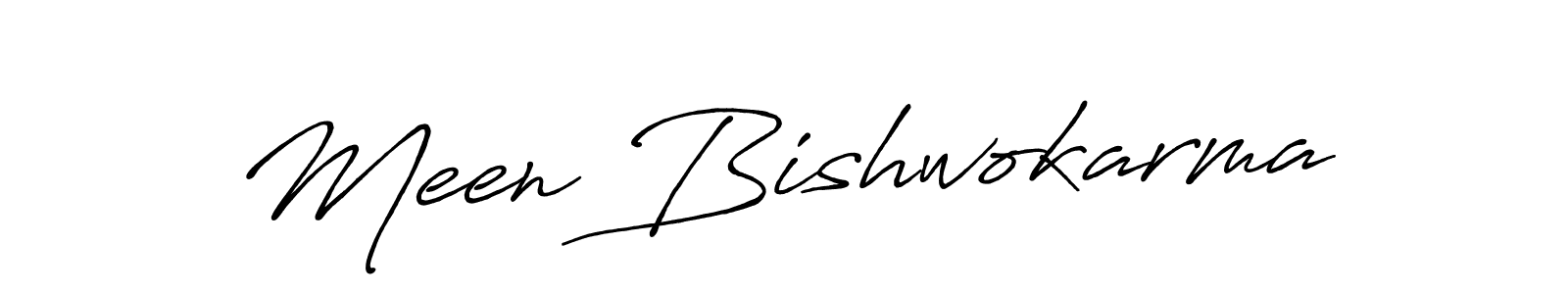 Meen Bishwokarma stylish signature style. Best Handwritten Sign (Antro_Vectra_Bolder) for my name. Handwritten Signature Collection Ideas for my name Meen Bishwokarma. Meen Bishwokarma signature style 7 images and pictures png