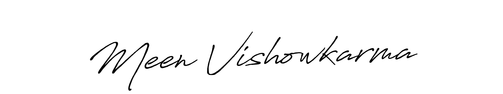 How to make Meen Vishowkarma name signature. Use Antro_Vectra_Bolder style for creating short signs online. This is the latest handwritten sign. Meen Vishowkarma signature style 7 images and pictures png