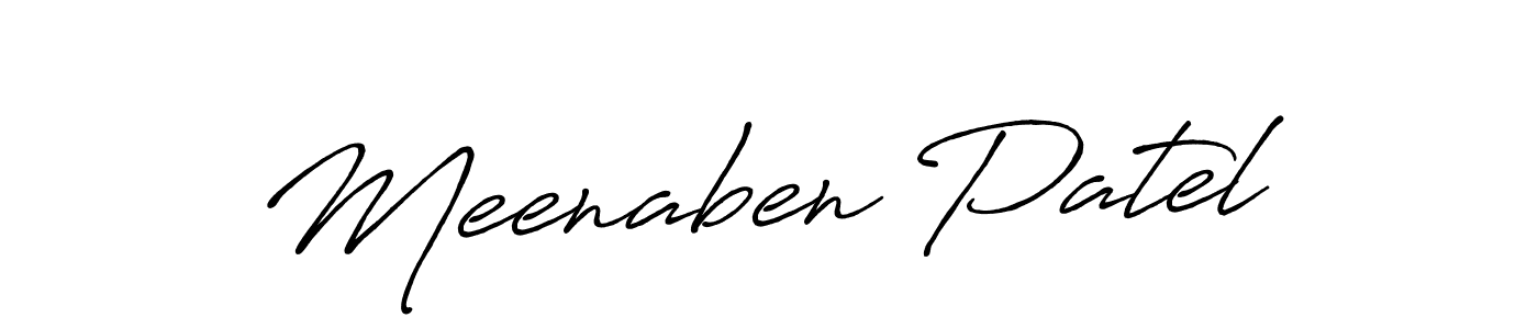 Create a beautiful signature design for name Meenaben Patel. With this signature (Antro_Vectra_Bolder) fonts, you can make a handwritten signature for free. Meenaben Patel signature style 7 images and pictures png