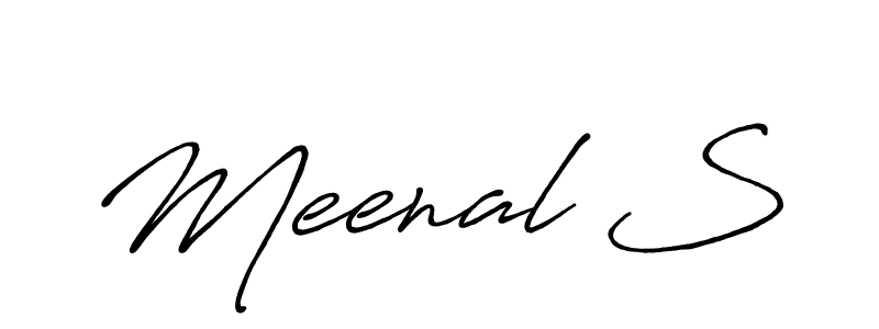 This is the best signature style for the Meenal S name. Also you like these signature font (Antro_Vectra_Bolder). Mix name signature. Meenal S signature style 7 images and pictures png
