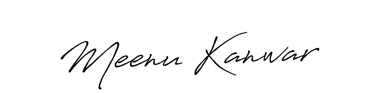 Use a signature maker to create a handwritten signature online. With this signature software, you can design (Antro_Vectra_Bolder) your own signature for name Meenu Kanwar. Meenu Kanwar signature style 7 images and pictures png