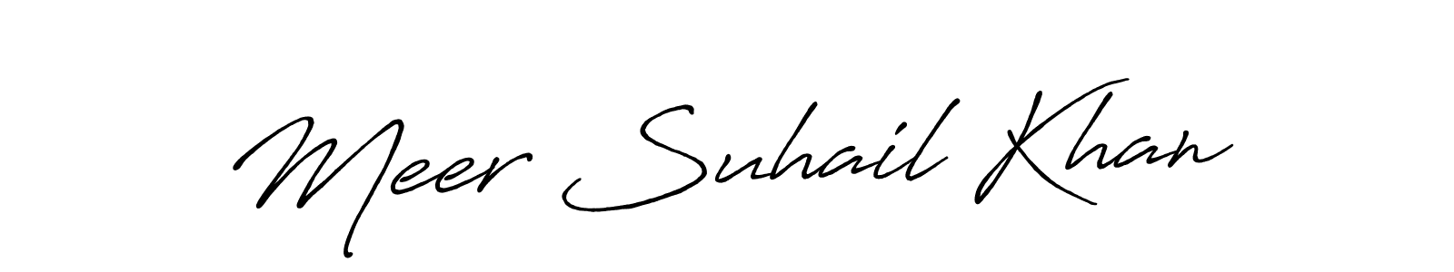 Make a beautiful signature design for name Meer Suhail Khan. With this signature (Antro_Vectra_Bolder) style, you can create a handwritten signature for free. Meer Suhail Khan signature style 7 images and pictures png