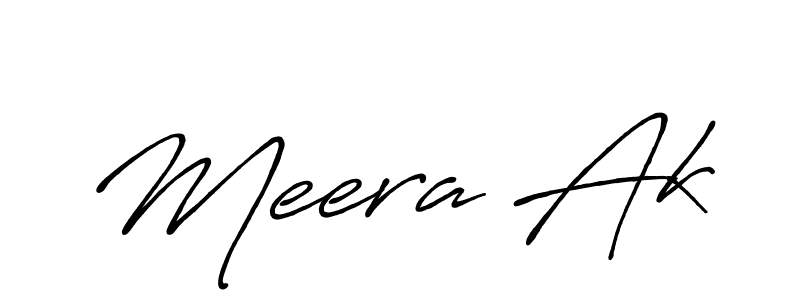 How to make Meera Ak name signature. Use Antro_Vectra_Bolder style for creating short signs online. This is the latest handwritten sign. Meera Ak signature style 7 images and pictures png