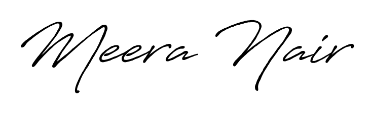 An effortless, minimalist signature concept for Meera Nair using Antro_Vectra_Bolder design. Clean lines that look great on any document. Meera Nair signature style 7 images and pictures png