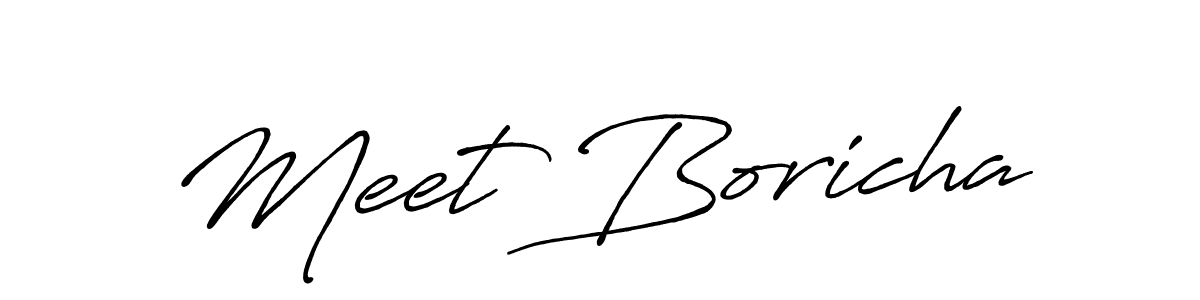 The best way (Antro_Vectra_Bolder) to make a short signature is to pick only two or three words in your name. The name Meet Boricha include a total of six letters. For converting this name. Meet Boricha signature style 7 images and pictures png