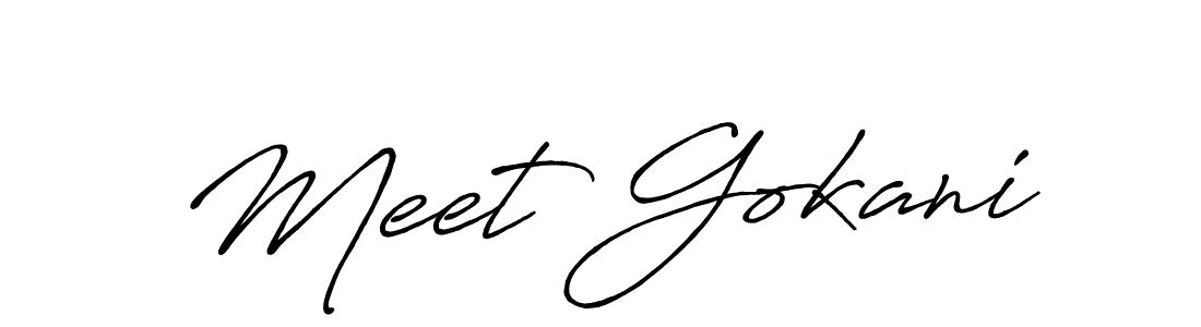 Meet Gokani stylish signature style. Best Handwritten Sign (Antro_Vectra_Bolder) for my name. Handwritten Signature Collection Ideas for my name Meet Gokani. Meet Gokani signature style 7 images and pictures png