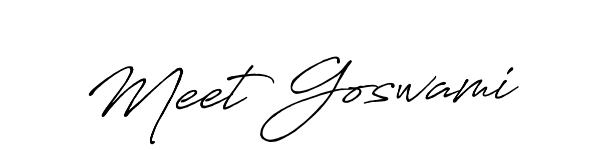 Make a beautiful signature design for name Meet Goswami. With this signature (Antro_Vectra_Bolder) style, you can create a handwritten signature for free. Meet Goswami signature style 7 images and pictures png
