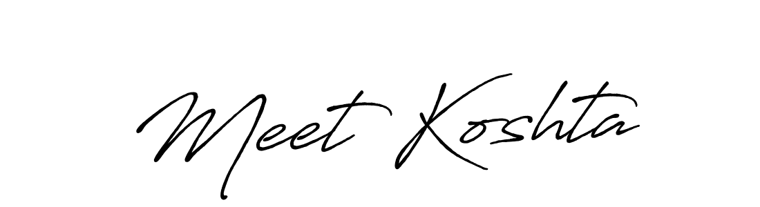 if you are searching for the best signature style for your name Meet Koshta. so please give up your signature search. here we have designed multiple signature styles  using Antro_Vectra_Bolder. Meet Koshta signature style 7 images and pictures png