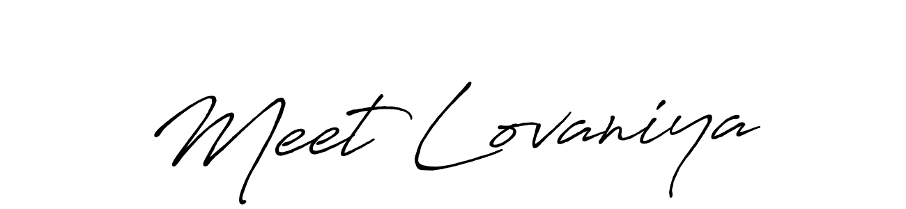 Similarly Antro_Vectra_Bolder is the best handwritten signature design. Signature creator online .You can use it as an online autograph creator for name Meet Lovaniya. Meet Lovaniya signature style 7 images and pictures png