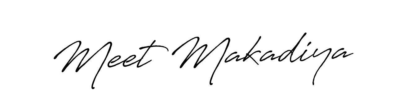 This is the best signature style for the Meet Makadiya name. Also you like these signature font (Antro_Vectra_Bolder). Mix name signature. Meet Makadiya signature style 7 images and pictures png