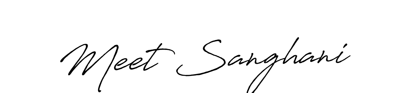 The best way (Antro_Vectra_Bolder) to make a short signature is to pick only two or three words in your name. The name Meet Sanghani include a total of six letters. For converting this name. Meet Sanghani signature style 7 images and pictures png
