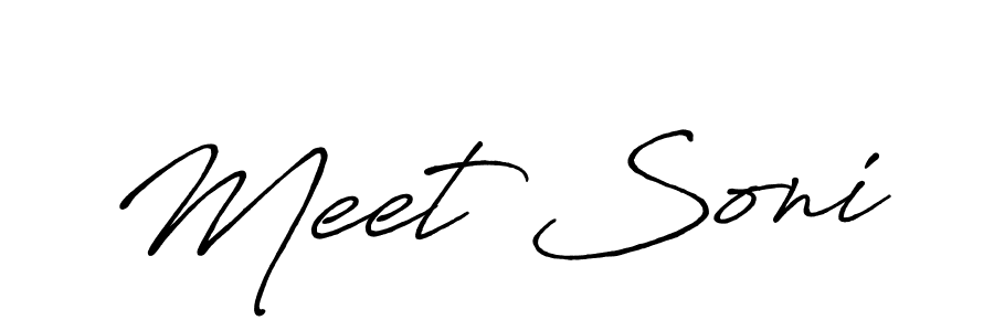 Use a signature maker to create a handwritten signature online. With this signature software, you can design (Antro_Vectra_Bolder) your own signature for name Meet Soni. Meet Soni signature style 7 images and pictures png