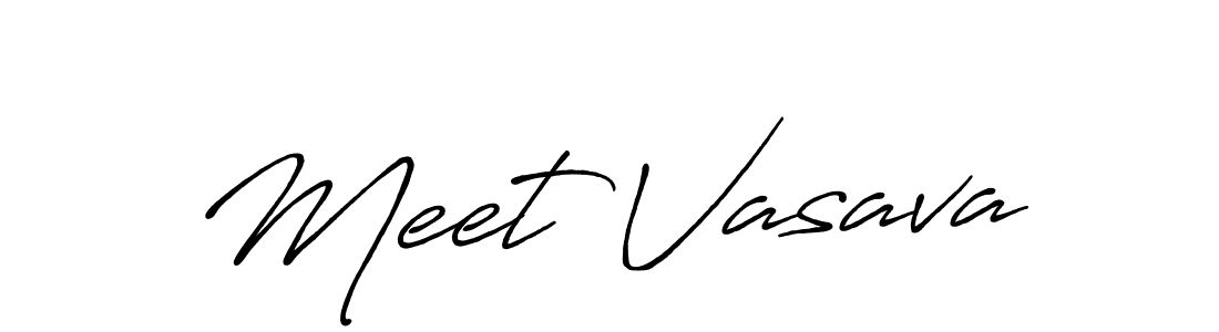 How to make Meet Vasava name signature. Use Antro_Vectra_Bolder style for creating short signs online. This is the latest handwritten sign. Meet Vasava signature style 7 images and pictures png