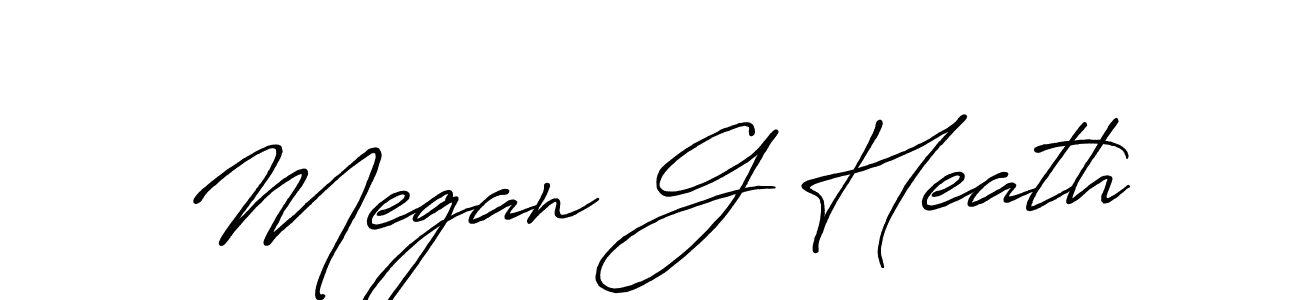 The best way (Antro_Vectra_Bolder) to make a short signature is to pick only two or three words in your name. The name Megan G Heath include a total of six letters. For converting this name. Megan G Heath signature style 7 images and pictures png