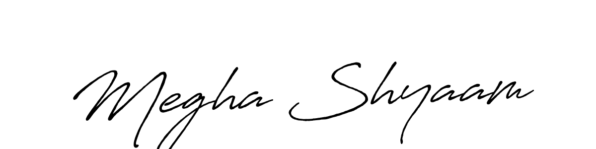 Create a beautiful signature design for name Megha Shyaam. With this signature (Antro_Vectra_Bolder) fonts, you can make a handwritten signature for free. Megha Shyaam signature style 7 images and pictures png