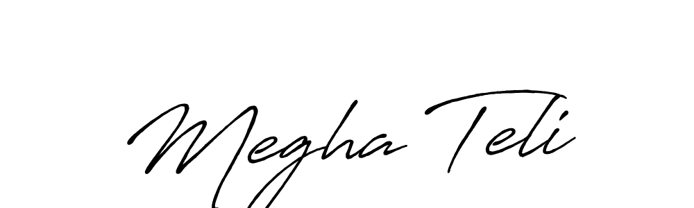 Megha Teli stylish signature style. Best Handwritten Sign (Antro_Vectra_Bolder) for my name. Handwritten Signature Collection Ideas for my name Megha Teli. Megha Teli signature style 7 images and pictures png