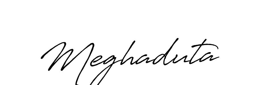How to make Meghaduta name signature. Use Antro_Vectra_Bolder style for creating short signs online. This is the latest handwritten sign. Meghaduta signature style 7 images and pictures png
