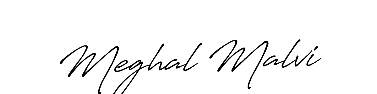 Create a beautiful signature design for name Meghal Malvi. With this signature (Antro_Vectra_Bolder) fonts, you can make a handwritten signature for free. Meghal Malvi signature style 7 images and pictures png
