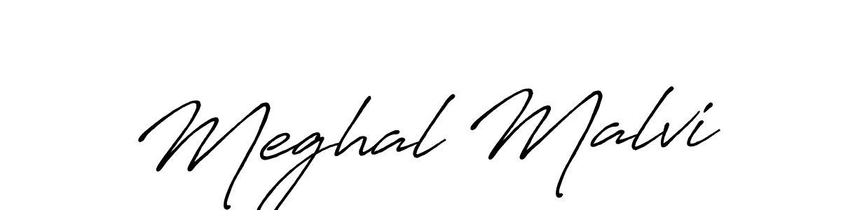 Create a beautiful signature design for name Meghal Malvi. With this signature (Antro_Vectra_Bolder) fonts, you can make a handwritten signature for free. Meghal Malvi signature style 7 images and pictures png