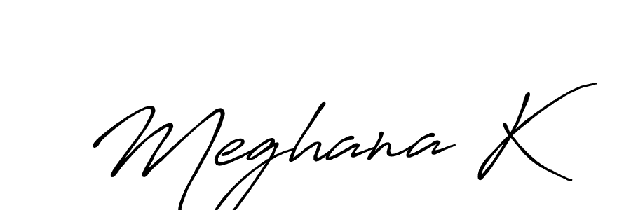 How to make Meghana K name signature. Use Antro_Vectra_Bolder style for creating short signs online. This is the latest handwritten sign. Meghana K signature style 7 images and pictures png
