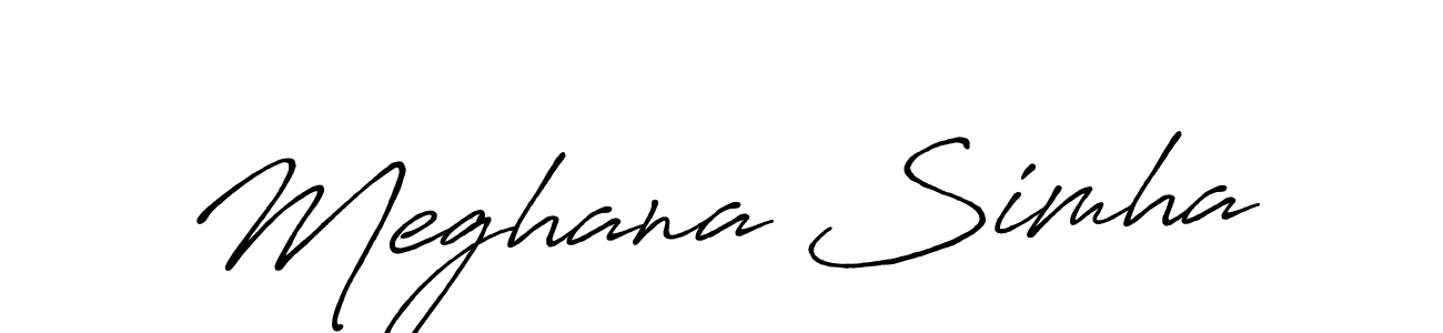 Make a beautiful signature design for name Meghana Simha. With this signature (Antro_Vectra_Bolder) style, you can create a handwritten signature for free. Meghana Simha signature style 7 images and pictures png