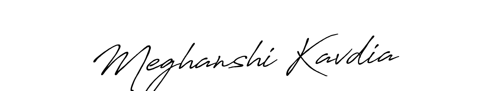 The best way (Antro_Vectra_Bolder) to make a short signature is to pick only two or three words in your name. The name Meghanshi Kavdia include a total of six letters. For converting this name. Meghanshi Kavdia signature style 7 images and pictures png