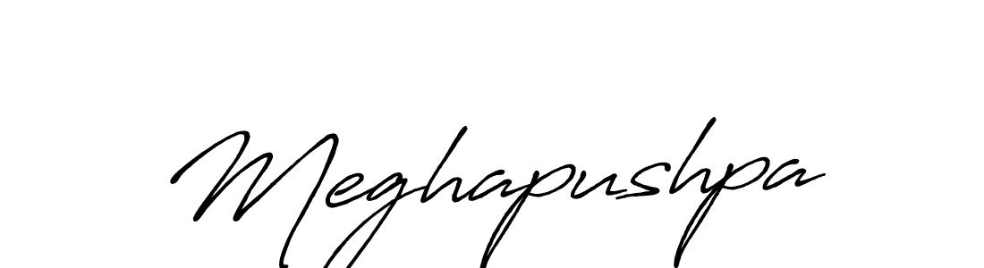 How to make Meghapushpa name signature. Use Antro_Vectra_Bolder style for creating short signs online. This is the latest handwritten sign. Meghapushpa signature style 7 images and pictures png