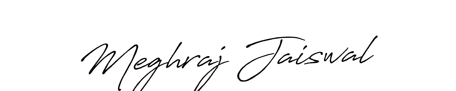 The best way (Antro_Vectra_Bolder) to make a short signature is to pick only two or three words in your name. The name Meghraj Jaiswal include a total of six letters. For converting this name. Meghraj Jaiswal signature style 7 images and pictures png