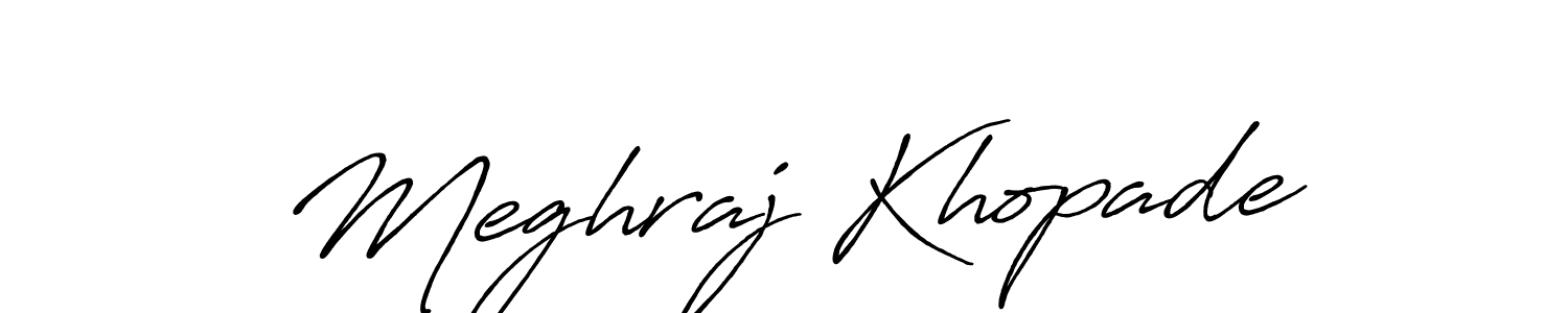 How to make Meghraj Khopade name signature. Use Antro_Vectra_Bolder style for creating short signs online. This is the latest handwritten sign. Meghraj Khopade signature style 7 images and pictures png
