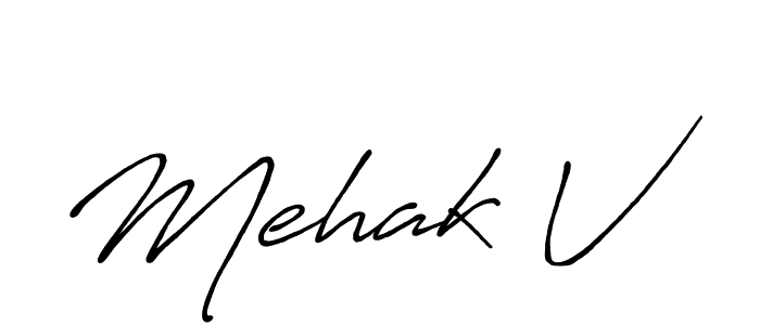 How to make Mehak V name signature. Use Antro_Vectra_Bolder style for creating short signs online. This is the latest handwritten sign. Mehak V signature style 7 images and pictures png