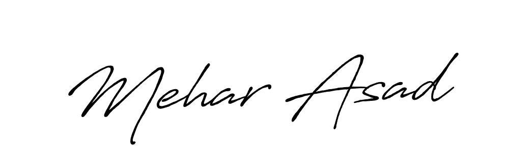 Use a signature maker to create a handwritten signature online. With this signature software, you can design (Antro_Vectra_Bolder) your own signature for name Mehar Asad. Mehar Asad signature style 7 images and pictures png