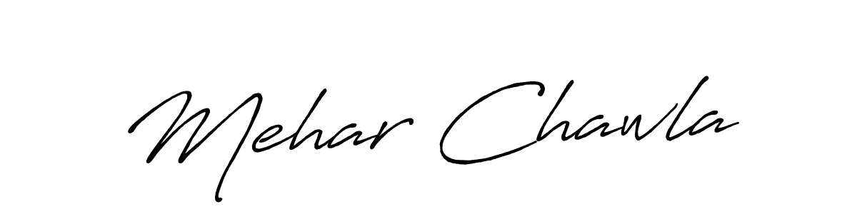 Create a beautiful signature design for name Mehar Chawla. With this signature (Antro_Vectra_Bolder) fonts, you can make a handwritten signature for free. Mehar Chawla signature style 7 images and pictures png