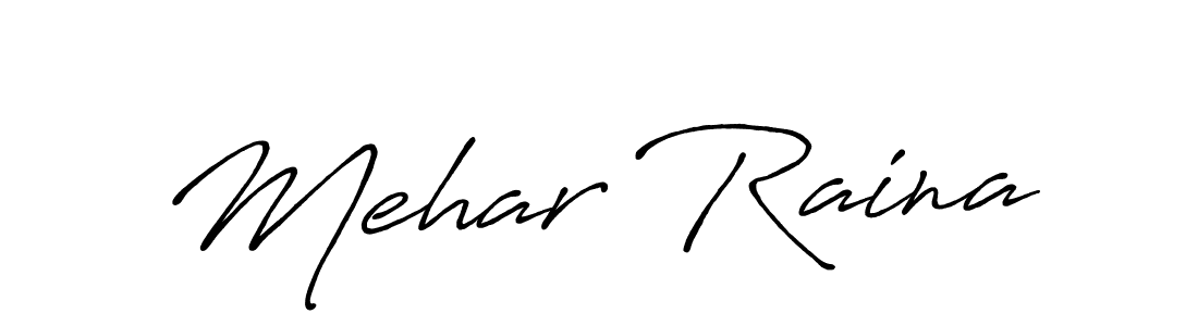 Create a beautiful signature design for name Mehar Raina. With this signature (Antro_Vectra_Bolder) fonts, you can make a handwritten signature for free. Mehar Raina signature style 7 images and pictures png