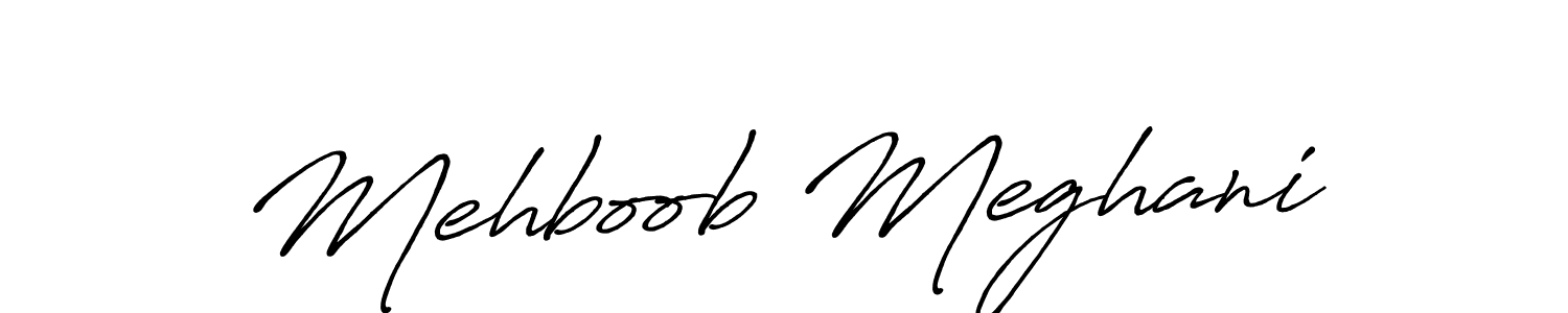 Create a beautiful signature design for name Mehboob Meghani. With this signature (Antro_Vectra_Bolder) fonts, you can make a handwritten signature for free. Mehboob Meghani signature style 7 images and pictures png