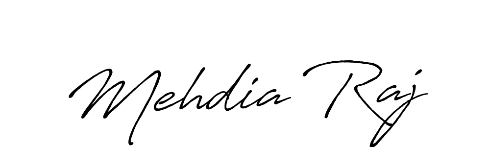 You should practise on your own different ways (Antro_Vectra_Bolder) to write your name (Mehdia Raj) in signature. don't let someone else do it for you. Mehdia Raj signature style 7 images and pictures png