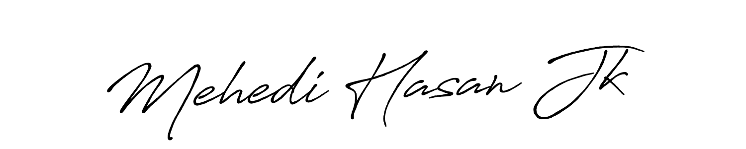 Create a beautiful signature design for name Mehedi Hasan Jk. With this signature (Antro_Vectra_Bolder) fonts, you can make a handwritten signature for free. Mehedi Hasan Jk signature style 7 images and pictures png