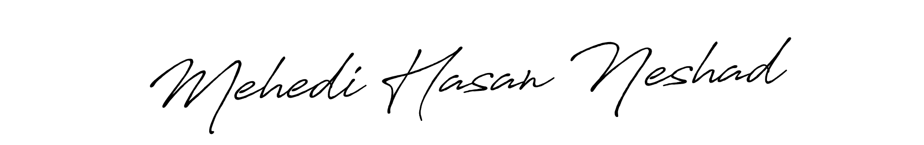 Create a beautiful signature design for name Mehedi Hasan Neshad. With this signature (Antro_Vectra_Bolder) fonts, you can make a handwritten signature for free. Mehedi Hasan Neshad signature style 7 images and pictures png